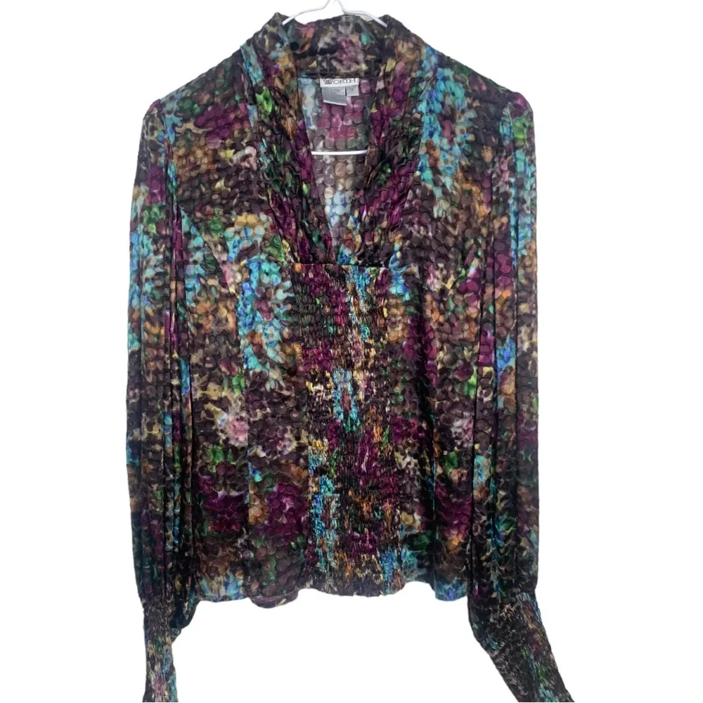 Worth silk blend textured burnout  blouse Sz 8‎